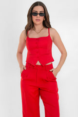 Top de tirantes con botones escote recto