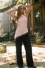 Asymmetrical lace halter top