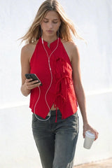 Halter neck button top