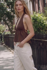Top halter escote textura