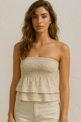 Top Mika strapless con olanes