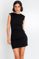 Vestido ajustado sin mangas plisado lateral