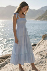 Vestido maxi tirantes nudo